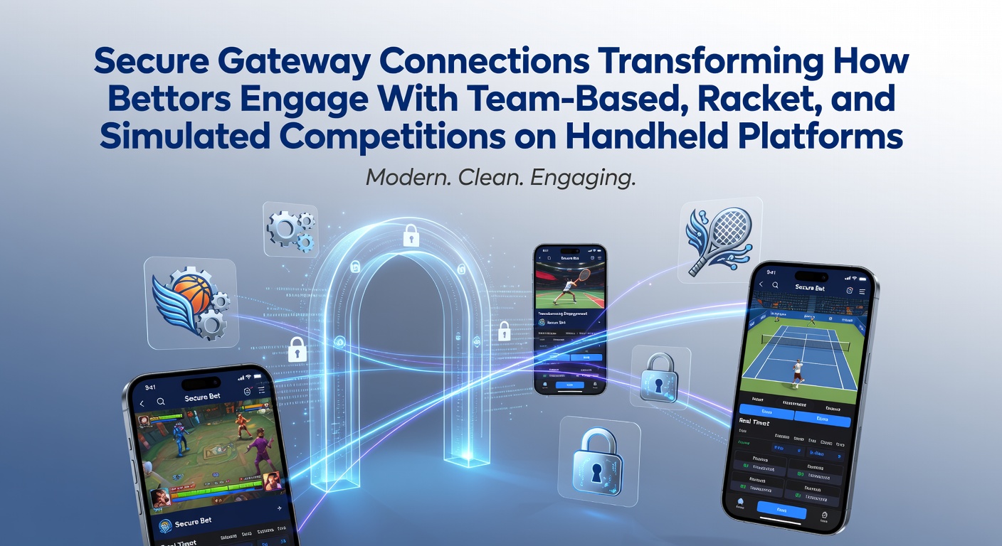 Secure gateway connections on mobile betting platforms showing encrypted interfaces for team sports and racket events