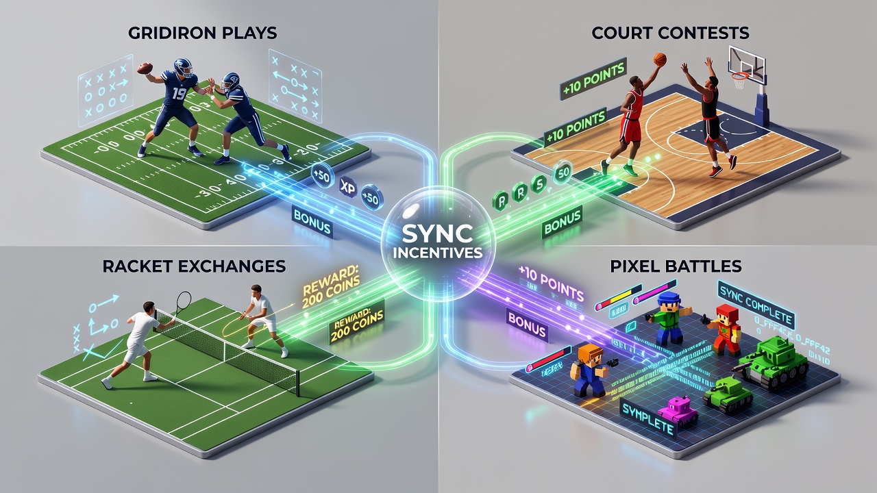 Mobile app interface showing synced incentives across football, basketball, tennis, and esports betting categories